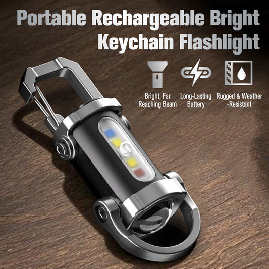 🔦 Rechargeable Keychain Flashlight – 7 Modes LED + COB Mini Light