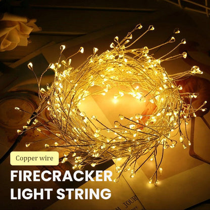 ✨ Copper Wire Firecracker String Lights – Flexible Holiday & Party Decor