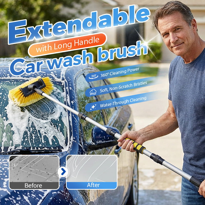 🚗 Extendable Car Wash Brush – 60in Water-Through Long Handle Cleaner