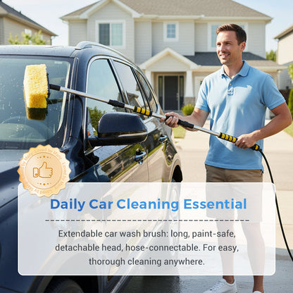 🚗 Extendable Car Wash Brush – 60in Water-Through Long Handle Cleaner