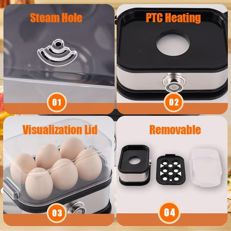 🥚 Multifunctional Electric Egg Steamer - Compact Fast Breakfast Cooker