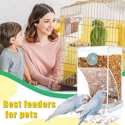 🐦 No-Mess Automatic Bird Feeder - Gravity Seed Dispenser for Cage 🌾