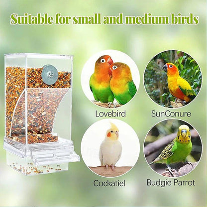 🐦 No-Mess Automatic Bird Feeder - Gravity Seed Dispenser for Cage 🌾