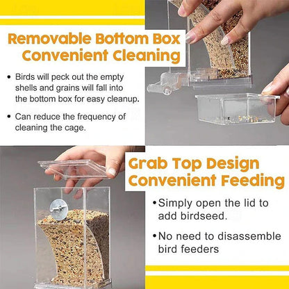 🐦 No-Mess Automatic Bird Feeder - Gravity Seed Dispenser for Cage 🌾