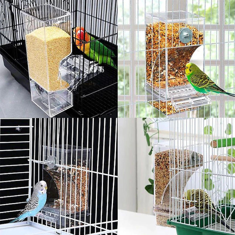 🐦 No-Mess Automatic Bird Feeder - Gravity Seed Dispenser for Cage 🌾