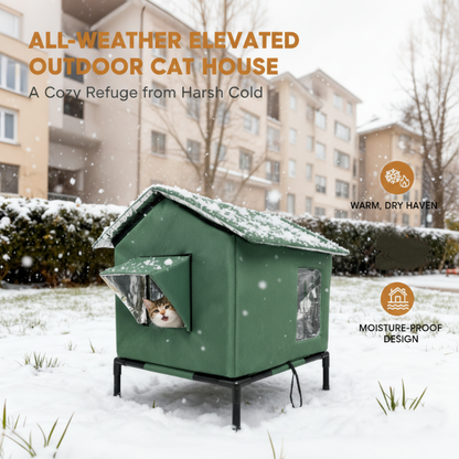 🐱 Elevated Outdoor Cat House – Weather-Resistant Warm Shelter 🏡