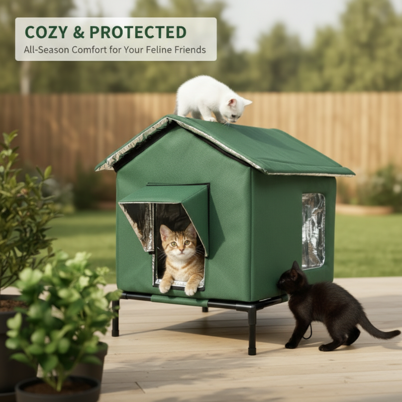 🐱 Elevated Outdoor Cat House – Weather-Resistant Warm Shelter 🏡