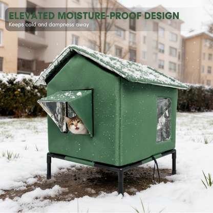 🐱 Elevated Outdoor Cat House – Weather-Resistant Warm Shelter 🏡