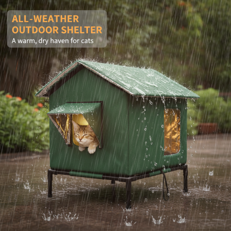 🐱 Elevated Outdoor Cat House – Weather-Resistant Warm Shelter 🏡