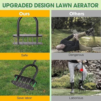 🌱 Manual Lawn Aerator – Carbon Steel Core Aerator for Compacted Soil ✨