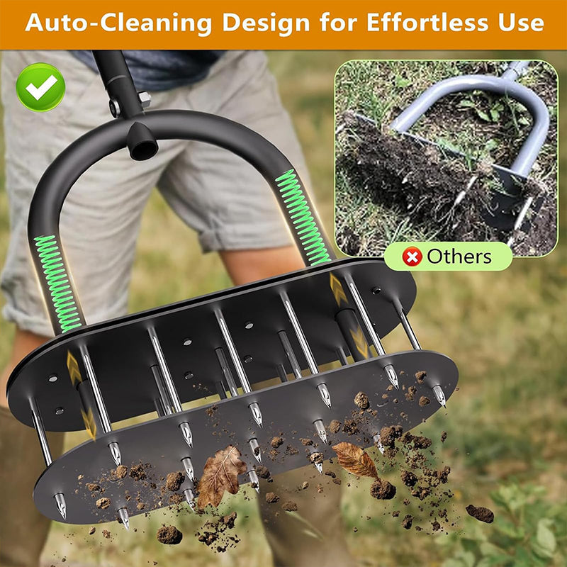 🌱 Manual Lawn Aerator – Carbon Steel Core Aerator for Compacted Soil ✨