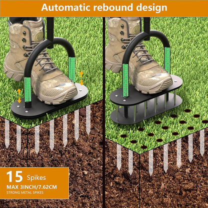 🌱 Manual Lawn Aerator – Carbon Steel Core Aerator for Compacted Soil ✨