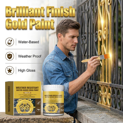 🎨 Brilliant Gold Paint – Weather-Resistant Water-Based Formula for Indoor & Outdoor Use ✨