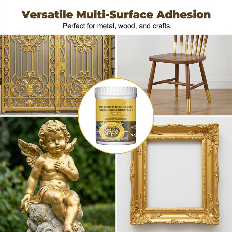 🎨 Brilliant Gold Paint – Weather-Resistant Water-Based Formula for Indoor & Outdoor Use ✨