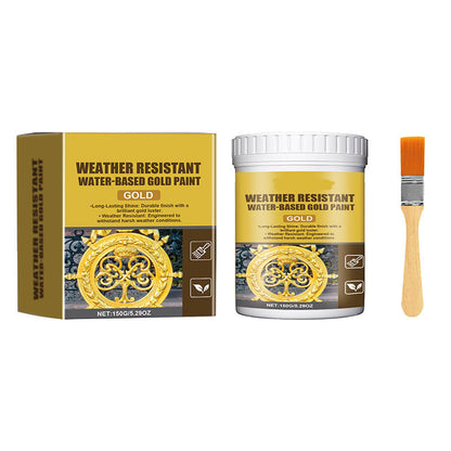 🎨 Brilliant Gold Paint – Weather-Resistant Water-Based Formula for Indoor & Outdoor Use ✨