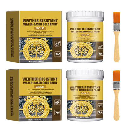 🎨 Brilliant Gold Paint – Weather-Resistant Water-Based Formula for Indoor & Outdoor Use ✨