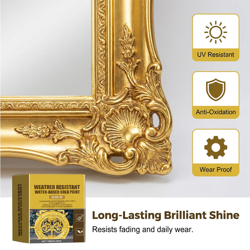 🎨 Brilliant Gold Paint – Weather-Resistant Water-Based Formula for Indoor & Outdoor Use ✨