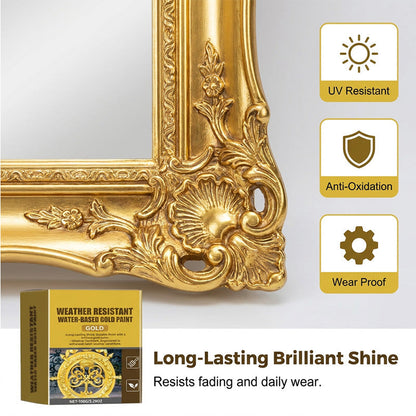 🎨 Brilliant Gold Paint – Weather-Resistant Water-Based Formula for Indoor & Outdoor Use ✨