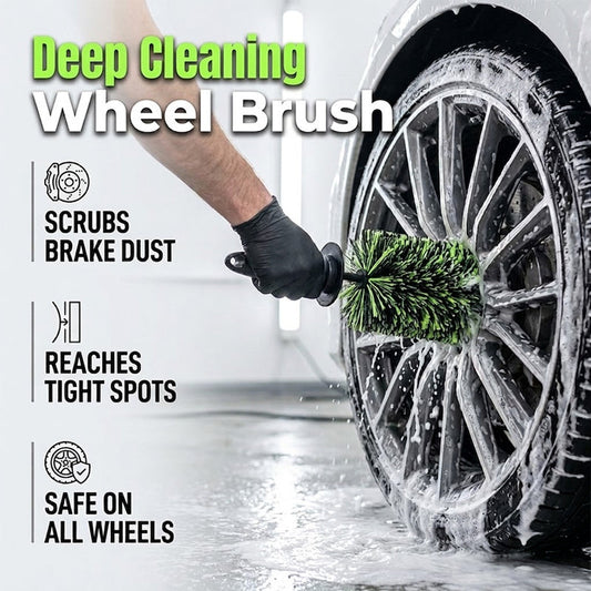 🧼Wheel Barrel Cleaning Brush – Deep Reach Microfiber for Rims