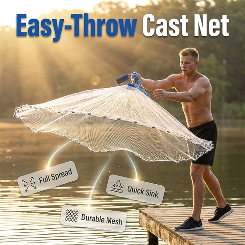 🎣 Easy-Throw Fishing Cast Net – Weighted Bait Net, 9.8–11.8 ft 🐟