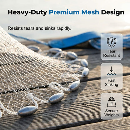 🎣 Easy-Throw Fishing Cast Net – Weighted Bait Net, 9.8–11.8 ft 🐟