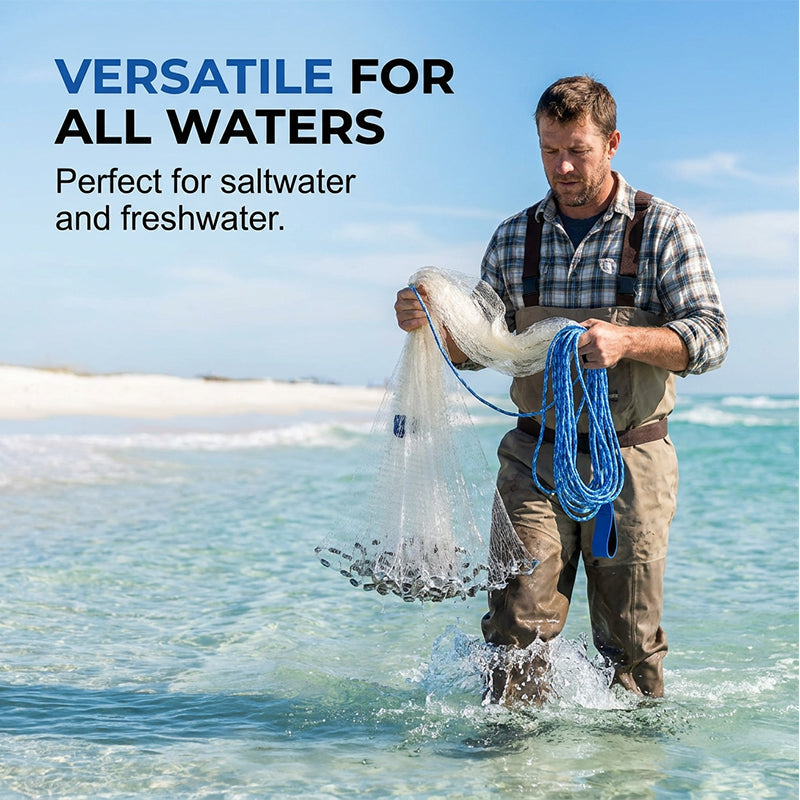 🎣 Easy-Throw Fishing Cast Net – Weighted Bait Net, 9.8–11.8 ft 🐟