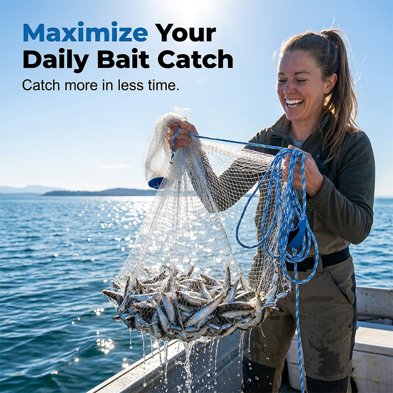🎣 Easy-Throw Fishing Cast Net – Weighted Bait Net, 9.8–11.8 ft 🐟