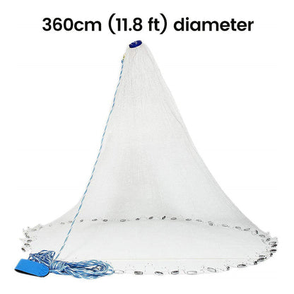 🎣 Easy-Throw Fishing Cast Net – Weighted Bait Net, 9.8–11.8 ft 🐟