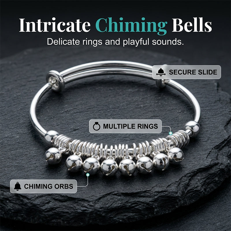 🔔 Adjustable Silver Bell Bangle – Lightweight Charm Bracelet for Everyday Shine