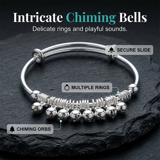 🔔 Adjustable Silver Bell Bangle – Lightweight Charm Bracelet for Everyday Shine
