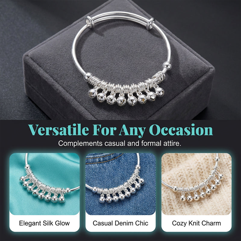 🔔 Adjustable Silver Bell Bangle – Lightweight Charm Bracelet for Everyday Shine