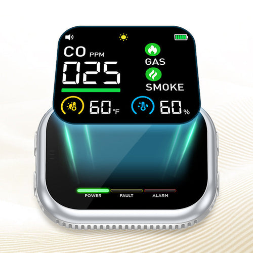 🛡️ Multi-Function Home Safety Detector – CO, Gas, Smoke, Temperature & Humidity Monitor