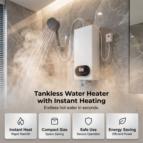 🔥 3500W Instant Electric Water Heater – Compact Tankless Design 🚿