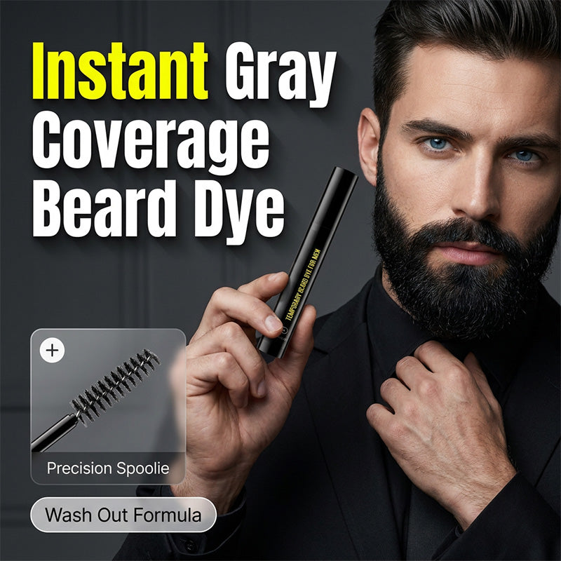 🧔 Instant Temporary Beard & Eyebrow Dye Wand - Gray Coverage for Men 🖤