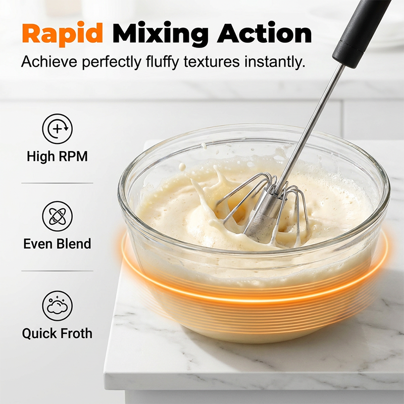 🔥 55% OFF LAST DAY 🔥 Semi-Automatic Turbo Whisk - Easy Push Hand Mixer 🍳
