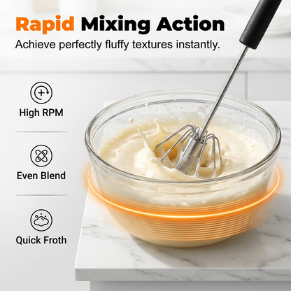 🔥 55% OFF LAST DAY 🔥 Semi-Automatic Turbo Whisk - Easy Push Hand Mixer 🍳