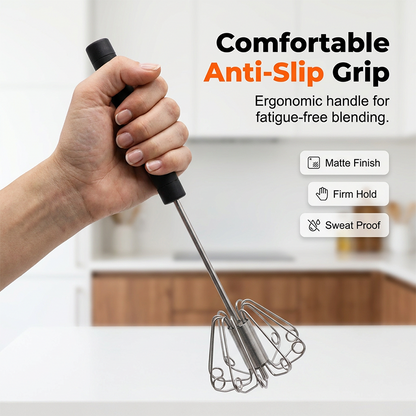 🔥 55% OFF LAST DAY 🔥 Semi-Automatic Turbo Whisk - Easy Push Hand Mixer 🍳