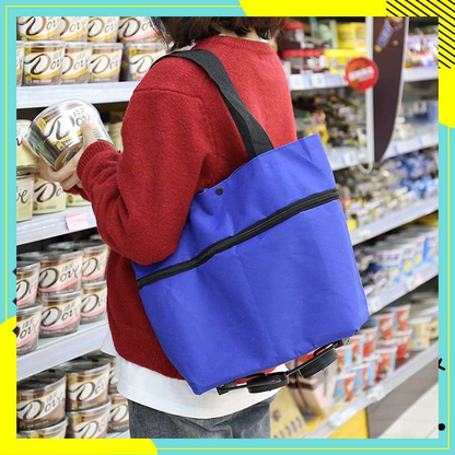 🛒 Foldable 2-in-1 Shopping Cart Bag with Wheels 🛍️
