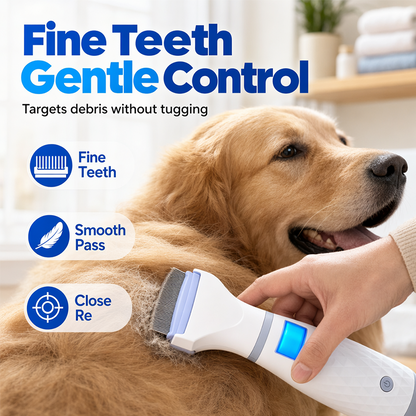 🐾 Electric Pet Flea Comb With Suction – Low-Mess Home Grooming Tool ✨