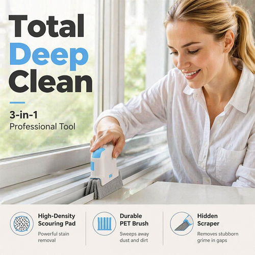 🪟 3-in-1 Window Track Cleaning Tool with Power Grip Handle 🧼
