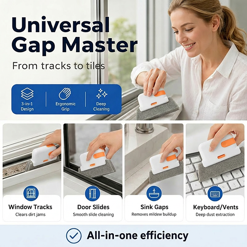 🪟 3-in-1 Window Track Cleaning Tool with Power Grip Handle 🧼