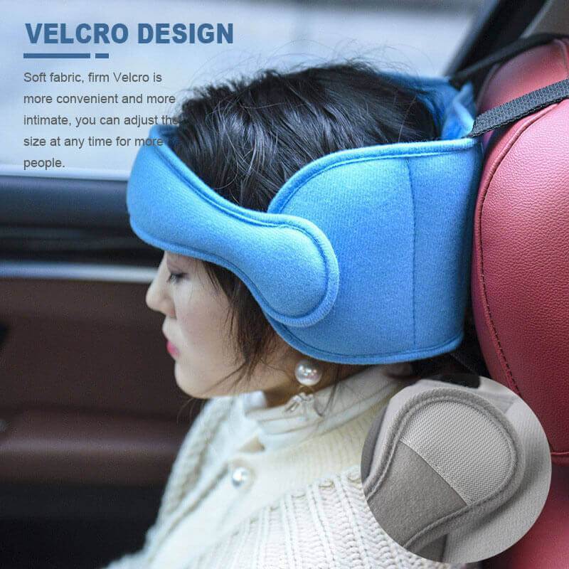 🧸 Kids Plush Head Support Strap – Adjustable Travel Nap Band With Side Cushions