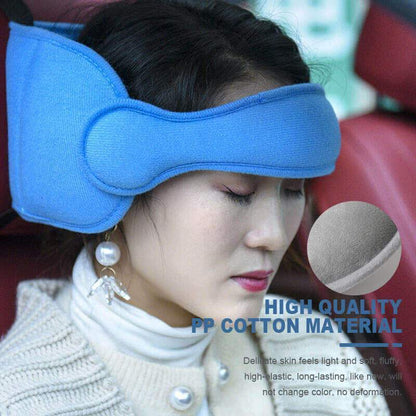 🧸 Kids Plush Head Support Strap – Adjustable Travel Nap Band With Side Cushions