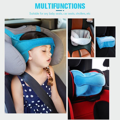 🧸 Kids Plush Head Support Strap – Adjustable Travel Nap Band With Side Cushions