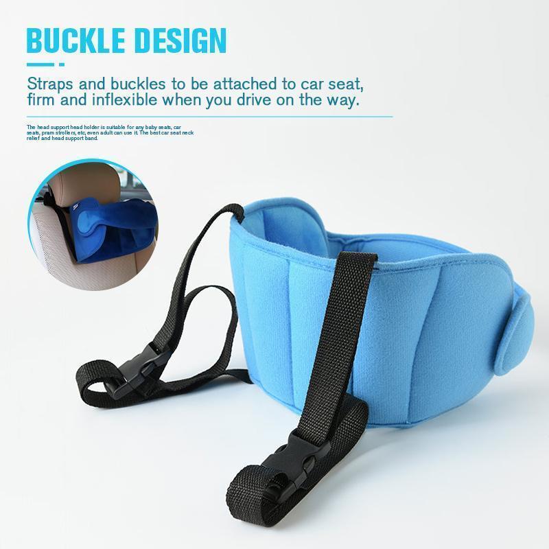 🧸 Kids Plush Head Support Strap – Adjustable Travel Nap Band With Side Cushions
