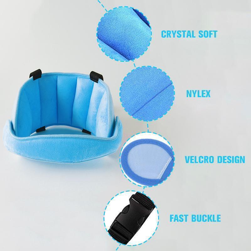 🧸 Kids Plush Head Support Strap – Adjustable Travel Nap Band With Side Cushions