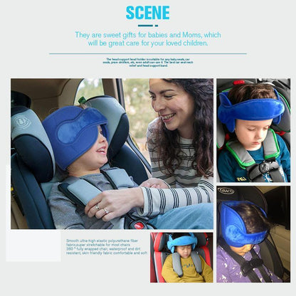 🧸 Kids Plush Head Support Strap – Adjustable Travel Nap Band With Side Cushions