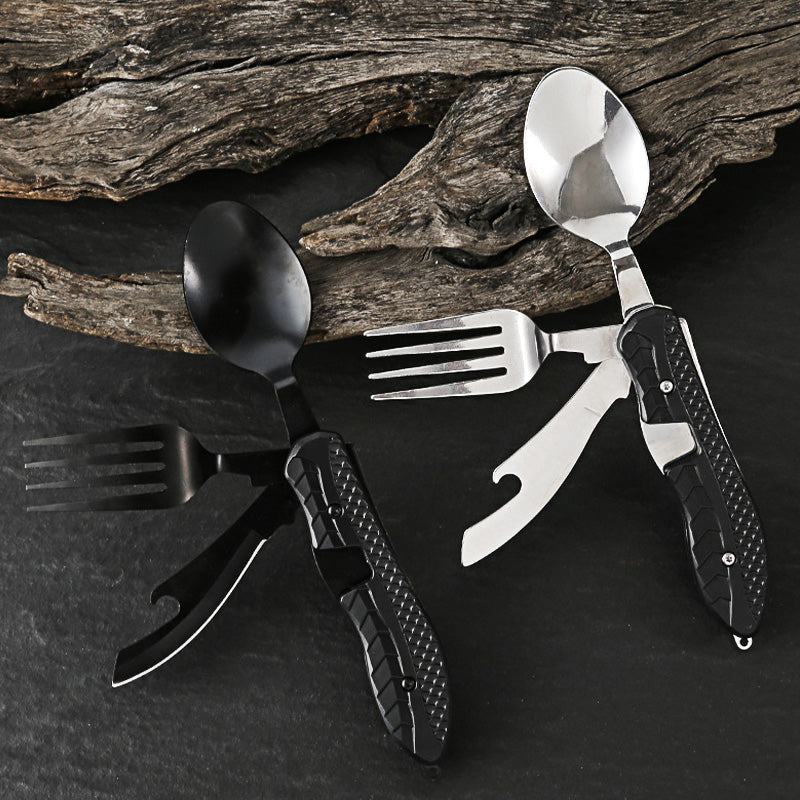 🏕️ 4-In-1 Outdoor Folding Multifunctional Tableware – Detachable Camping Utensil Set ✨