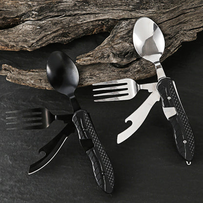 🏕️ 4-In-1 Outdoor Folding Multifunctional Tableware – Detachable Camping Utensil Set ✨