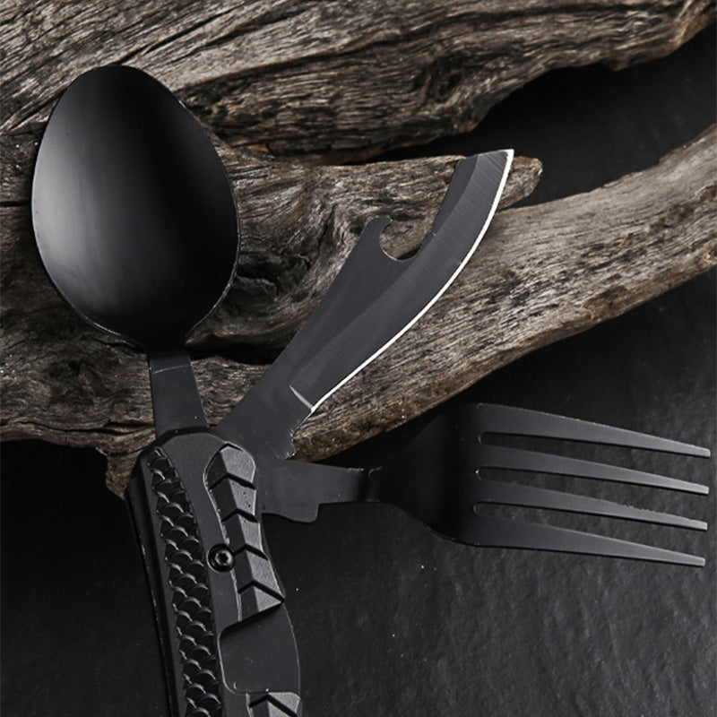 🏕️ 4-In-1 Outdoor Folding Multifunctional Tableware – Detachable Camping Utensil Set ✨